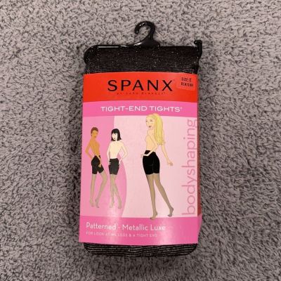 Spanx Tight End Tights Womens E Black Silver Metallic Bodyshaping Tummy Control